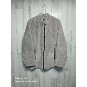 Ameri Mode Women's Large Gray Textured Faux Fur Jacket